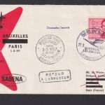 Helikopter Flugpost Brief Sabena Helibus Brüssel Paris selt DDR Zuleitung Berlin