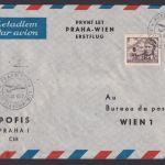 Flugpost Airmail Tschechoslowakei Brief Wien 1 Österreich EF Aufdruck 15.12.1950