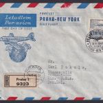 Flugpost Brief Air Mail Tschechoslowakei Prag New York USA Flugzeug ü. Erdkugel