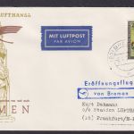 Flugpost Brief Air Mail Berlin Lufthansa von Bremen nach Frankfurt