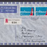 Flugpost Air Mail Schweiz R Brief Paar 40c Sonder R-Zettel FLUGHAFEN ZÜRICH 58