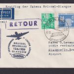 Flugpost Brief Air Mail SABENA Brüssel Belgien Gassgow Schootland selt. DDR