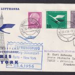 Flugpost Brief Air Mail Deutschland Hamburg Düsseldorf Paris New York USA 1956