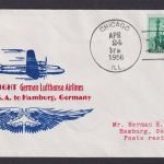 Flugpost Brief Air Mail Lufthansa Chicago Illionois hamburg 1956 Flugzeug
