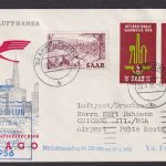 Flugpost Brief Air Mail Deutschland Saarland Saarbrücken Chicago USA 1956