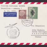 Flugpost Brief Air Mail Sabena Erstflug Brüssel Belgien Ankara Türkei Esslingen