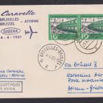 Flugpost Brief Air Mail SABENA Brüssel Belgien Athen Griechenland Zuleitung DDR