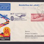 Flugpost Brief Air Mail DDR Leipzig Messe 1957 S-Flug KLM Amsterdam Niederlande