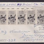 Flugpost Brief Air Mail USA Lufthansa Super Star New York Brüssel Belgien Borna