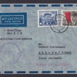 Flugpost Brief Air Mail DDR Erstflug KLM Amsterdam Wien Ankara Türkei 1956