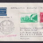Flugpost Brief Air Mail KLM Amsterdam Niederland Mskau UDSSR DDR Zuleitung 1958
