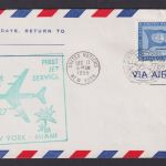 UNO Flugpost Brief Air Mail grüner Flugstempel First Jet Service AM 27 New York