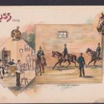 Litho Ansichtskarte Kasernenstube Reitbahn Soldaten Pferde Sport Reitsport