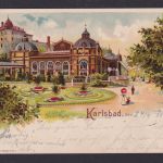 Bahnpost K1 Karlsbad Bahnhof auf toller Litho Ansichtskarte n Zwickau Sachsen