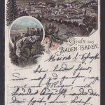 Litho Ansichtskarte Baden Baden Baden Württemberg