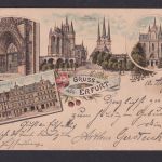 Litho Ansichtskarte Erfurt Thüringen n. Arnstadt Thür.