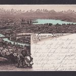 Litho Ansichtskarte Zürich Schweiz Totalansicht Gebirge n. Laibach Ljubljana