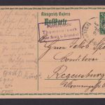 Bayern Ganzsache mit viol. R3 Posthilfstelle Thumsenreuth Taxe Reuth b Erbendorg