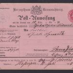 Altdeutschland Herzogtum Braunschweig Ganzsache Postanweisung bl. K2 Hasselfelde