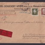 Deutsches Reich Wertbrief MIF Korbdeckel Reichspräsidenten Siemensstadt Berlin