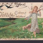Präge Ansichtskarte Ostern Flaggenstempel Fahnenstempel Deutsches Reich Halle