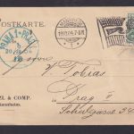 Deutsches Reich Germania Flaggenstempel Fahnenstempel Mannheim n Prag Tschechei