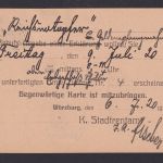 Altdeutschland Bayern Dienst Ganzsache Wappen Zudruck Würzburg Stadtrentamt
