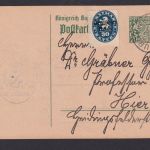 Altdeutschland Bayern Dienst Ganzsache Wappen Zudruck Würzburg Stadtrentamt
