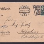 Flaggenstempel Mannheim Hamburg Deutsches Reich Brief Postkarte EF Germania 1905