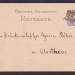 Bahnpost Cassel Hannover Deutsches Reich Ganzsache 22.8.1884