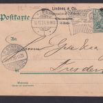 Flaggenstempel Chemnitz Dresden Sachsen Deutsches Reich Ganzsache Germania 1904