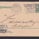 Flaggenstempel Chemnitz Bitterfeld Deutsches Reich Ganzsache Germania 1906
