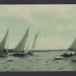 Deutsches Reich Fahnenstempel Hamburg auf Ansichtskarte Segelschiffe Schiffe