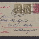 Bahnpost Deutsches Reich Ganzsache Kartenbrief germaniia + ZuF Ziffer Radolfzell