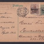 Besetzung I. Weltkrieg Landespost Belgien Ganzsache + ZuF Brüssel 22.9.1916