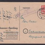 SBZ Landpoststempel Blankenstein über Dresden auf Postkarte EF 12 Pfg. 3.5.1946