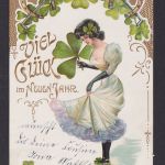 Ansichtskarte Jugendstil Art Nouveau Neujahr Künstlerkarte Goldauflage n.