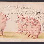 Ansichtskarte Neujahr Schwein Glücksschwein Tiere Ab Leipzig Sachsen n. Borna