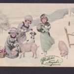 Ansichtskarte Neujahr Schwein Glücksschwein Tiere Künstlerkarte Sign. Herenat ab
