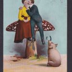 Ansichtskarte Neujahr Schwein Glücksschwein Tiere ab Leipzig Sachsen n.