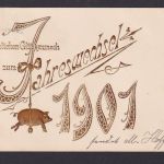 Ansichtskarte Neujahr Schwein Glücksschwein Tiere ab Hermsdorf Thüringen