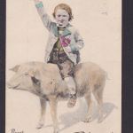 Ansichtskarte Neujahr Schwein Glücksschwein Tiere n. Dresden Sachsen