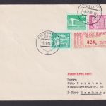 DDR R Brief MIF Aufbau plus Einschreibemarke 50 Pfg. Gebühr bezahlt Greifswald