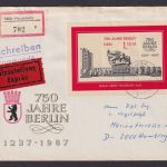 Briefmarken DDR Brief Einschreiben Eilboten EF Block 89 750 Jahre Berlin