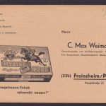 Freinsheim Pfalz Reklame C. Max Weimar Tabak Mexiko Post Rauchen Bundesrepublik