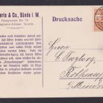 Deutsches Reich Bünde Reklame Postkarte Eindruck Severin & Co Rothenuffeln 1918