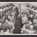 Schweiz Flugpost Ansichtskarte Swissair Douglas DC-6B Passagierteil intr Foto AK