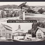 Ansichtskarte Breitenbach Suhl Thüringen Gasthaus Wegweiser n. Döbeln Sachsen