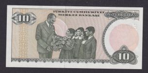 Banknote Geldschein Türkei Europa 10 1970