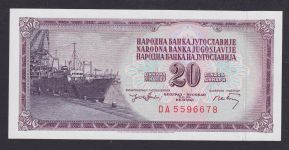 Banknote Geldschein Jugoslawien Europa 20 Dinar Top-Erhaltung